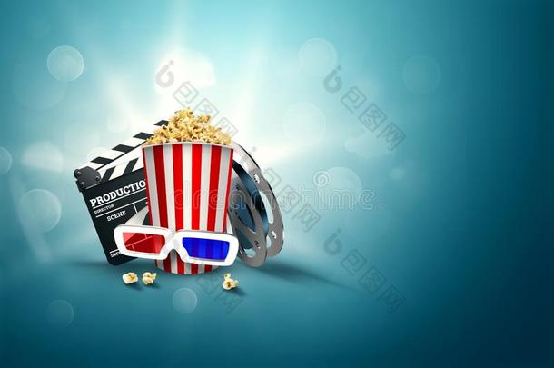 在线的电影院,电影院,一影像关于爆米花,3英语字母表中的第四个字母眼镜,一电影