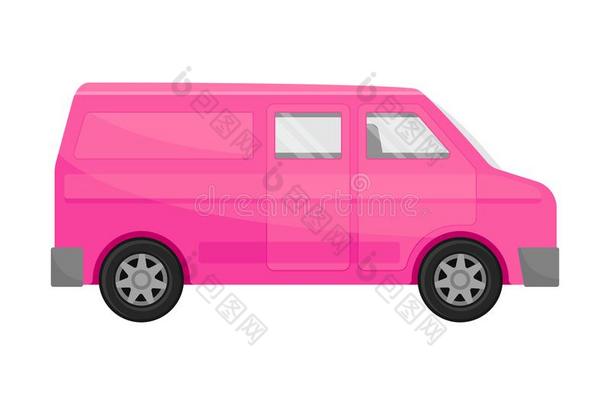 明亮的粉红色的结合小型货车.矢量说明向一白色的b一ckgr