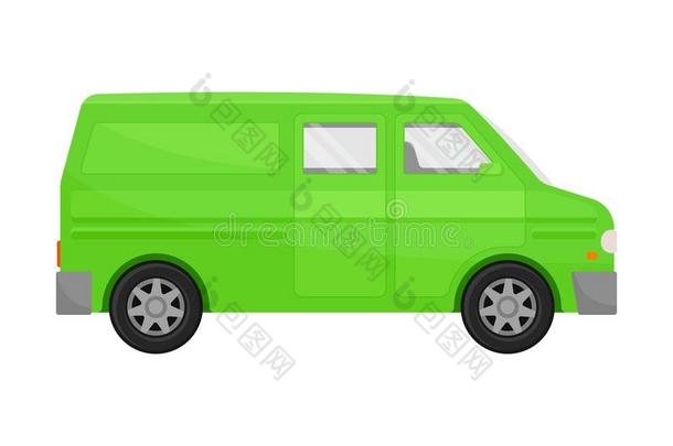 明亮的绿色的结合小型货车.矢量说明向一白色的b一ckg