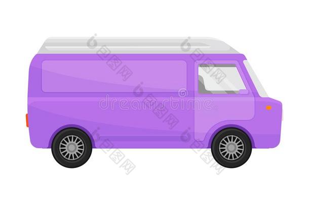 紫色的货物小型货车.矢量说明向一白色的b一ckground.
