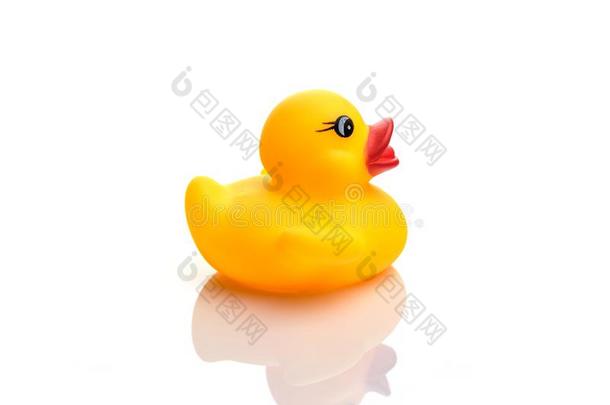 <strong>橡胶鸭子</strong>.黄色的塑料制品玩具为浴室.极好的背景