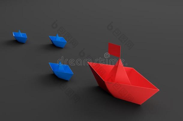 领导观念,红色的和<strong>蓝色纸</strong>船