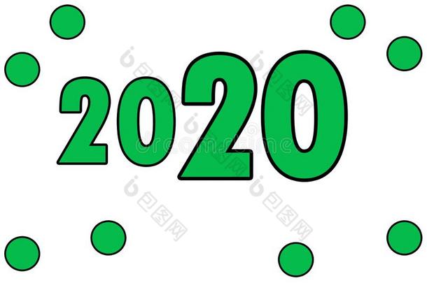 文本年2020.绿色的文学2020.幸福的新的年招呼卡片