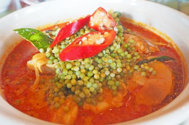 鱼和蔬菜类辛辣的咖喱食品,ThaiAirwaysInternational泰航国际传统的食物