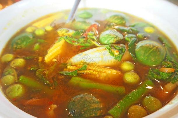 鱼和蔬菜类辛辣的咖喱食品,ThaiAirwaysInternational泰航国际传统的食物