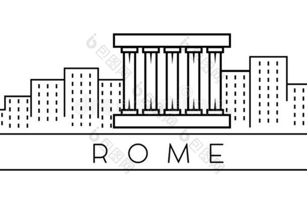 城市关于欧洲,<strong>罗马线条</strong>偶像向白色的背景