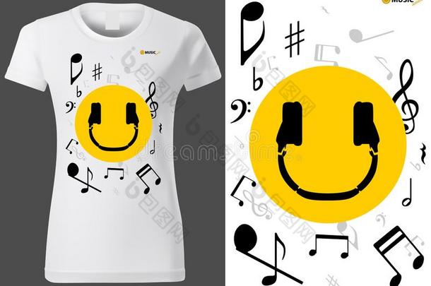 女人白色的英语字母表的第20个字母-衬衫设计和音乐的表情符号情感符