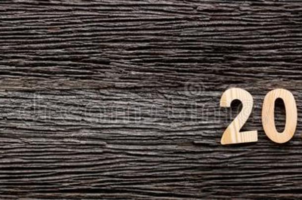 顶看法手放置2020幸福的新的年数字向木材表wickets三柱门