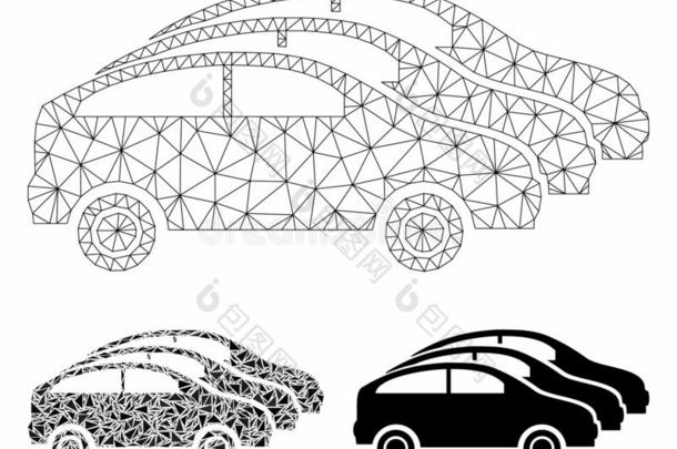 汽车交通矢量网孔汽车cass模型和三角形马赛克偶像