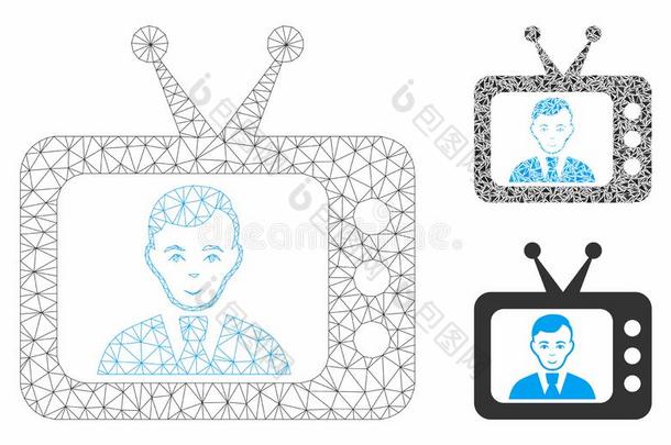 television电视机迪克特矢量网孔尸体模型和三角形马赛克偶像