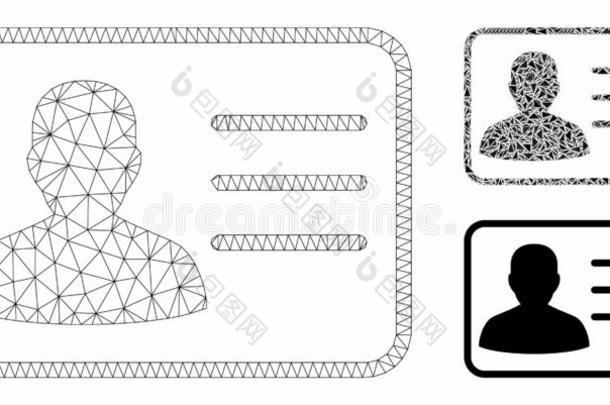 用户卡片矢量网孔网模型和三角形马赛克偶像