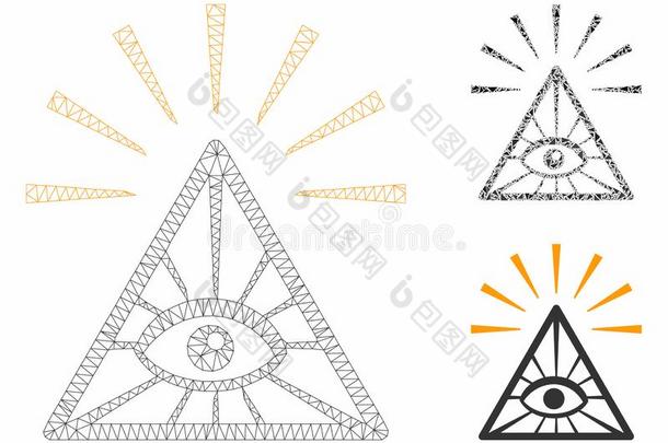 总计的控制眼睛金字塔矢量网孔网模型和三角形