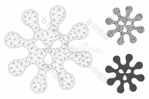 病毒矢量网孔网模型和三角形马赛克偶像