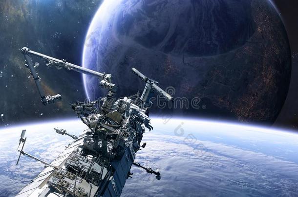 有人居住的行星,空间车站采用深的空间.科学小说