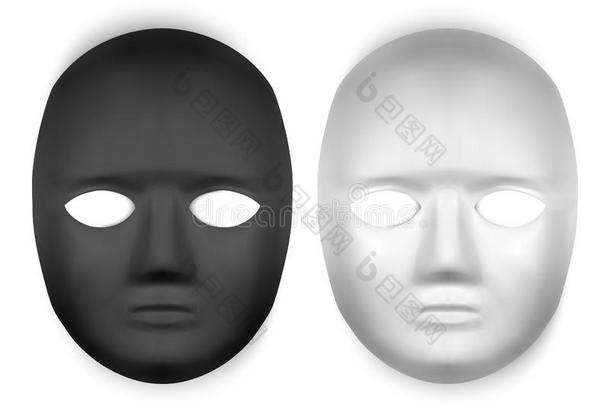 现实的黑的和白色的面具,面具模式设计,矢量不好的