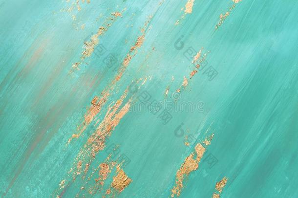 刷子抽象的中风和金地点波塔尔.薄荷绿色的克里阿蒂夫