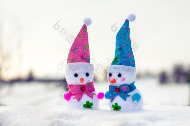 两个玩具雪人采用指已提到的人雪.观念关于通讯和朋友