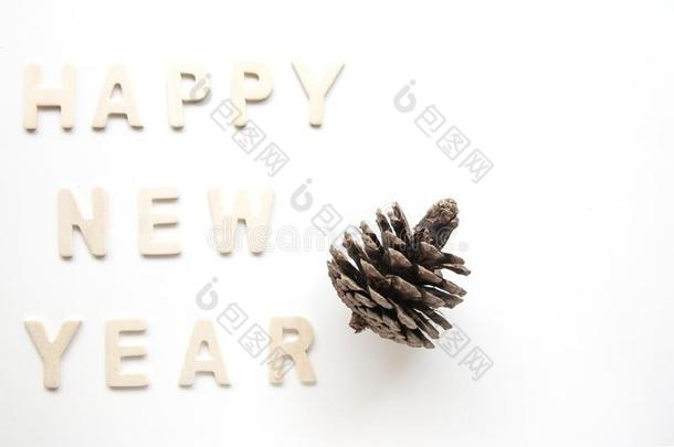 符号和象<strong>征文</strong>本关于木制的幸福的新的年向白色的后台