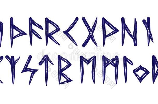 斯堪的纳维亚的古代北欧使用的文字蓝色文学向白色的背景