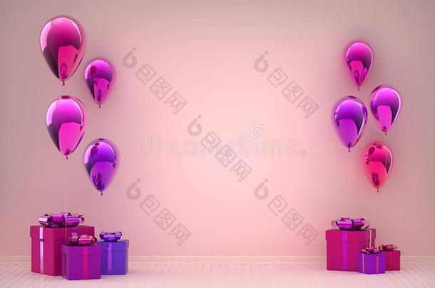 愚弄在上面产品给<strong>看房</strong>间和粉红色的气球,生日赠品和英语字母表的第3个字母
