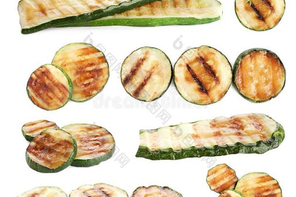 美味的烤的夏季产南瓜之一种切成片向背景