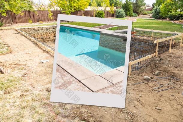 游泳水池建筑物地点和照片照片框架包含