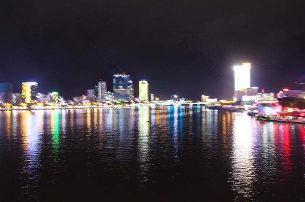 变模糊夜<strong>风景背景</strong>关于hand手河,丹南<strong>城市</strong>