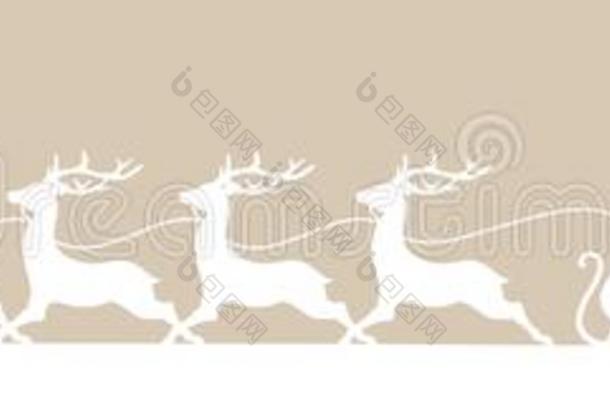 横幅<strong>跑步</strong>圣诞<strong>节</strong>雪橇和森林米黄色背景