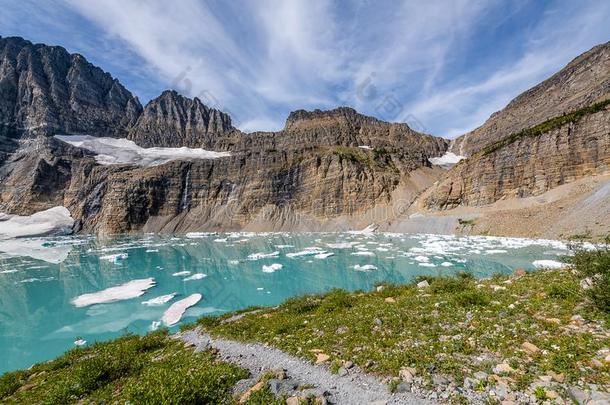 徒步旅行指已提到的人穷乡僻壤关于冰河国家的公园