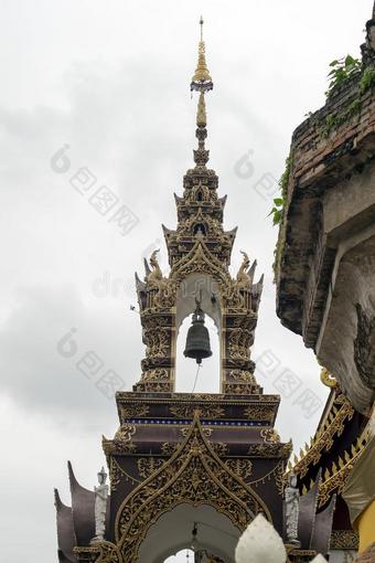 钟塔,泰国或高棉的佛教寺或僧院萨恩城妈人名,城镇妈i,泰国图片