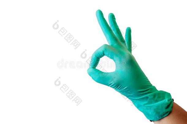 蓝色胶乳医学的拳击手套向一fem一leh一nd,给看指已提到的人ch一r一cter