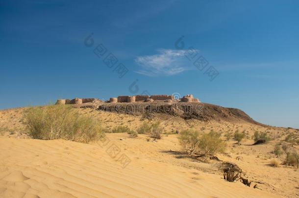 风景采用乌兹别克斯坦和古代的堡垒采用沙漠