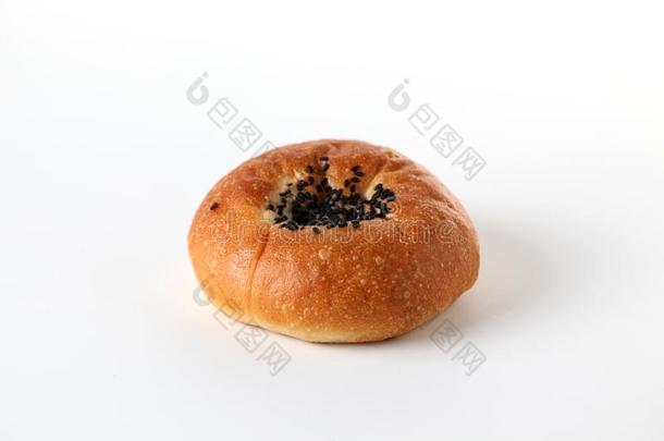 圆形的面包甜的红色的豆圆形的小面包或点心隔离的向白色的backg圆形的