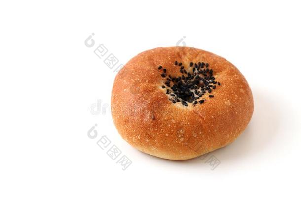 圆形的面包甜的红色的豆圆形的小面包或点心隔离的向白色的backg圆形的