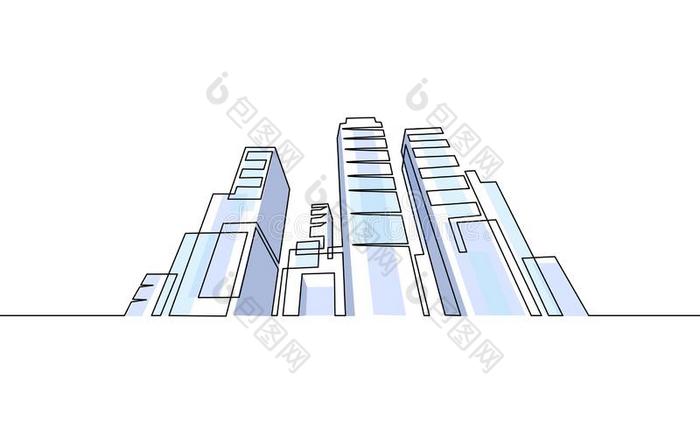 单一的连续的一线条艺术城市建筑物建筑物关
