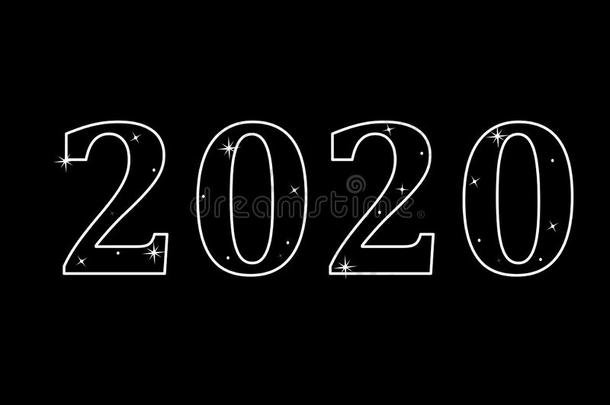 <strong>2020</strong>新的年发出光向黑的背景.假日横幅,<strong>海报</strong>,