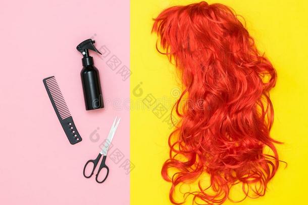 明亮的桔子假发和头发款式附件向一有色的b一ck