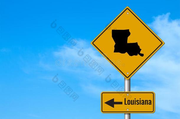路旅游向路易斯安那黄色的符号公路