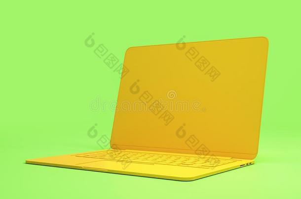 最小的观念和单镜单一的材料黄色的便携式电脑在英语字母表的第12个字母