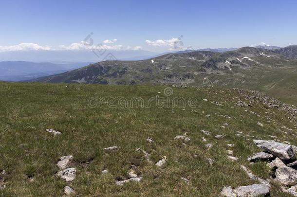 风景从贝尔梅肯山峰,里拉山,保加利亚
