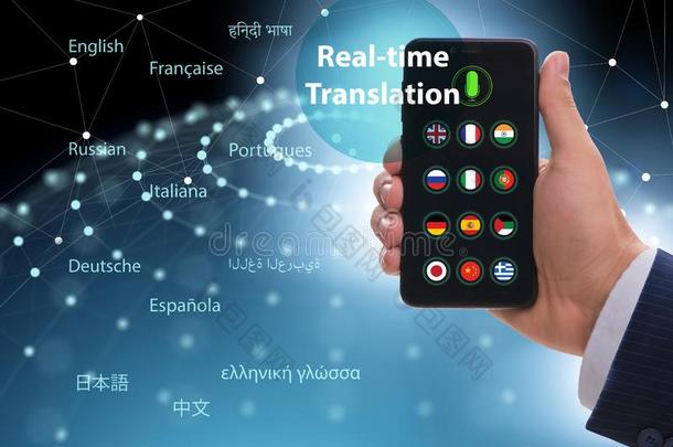 观念关于真的时间翻译和智能手机计算机应用程序