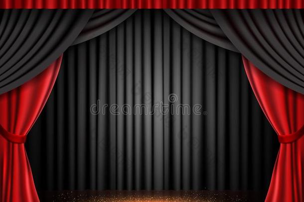 背景和红色的和黑的电影院窗帘