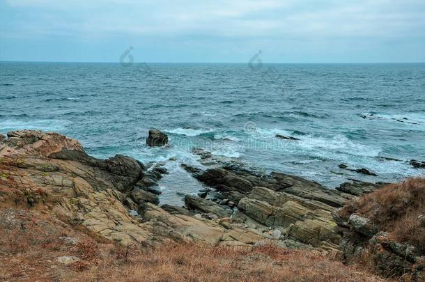 风景优美的看法关于沙海滩和蓝色海