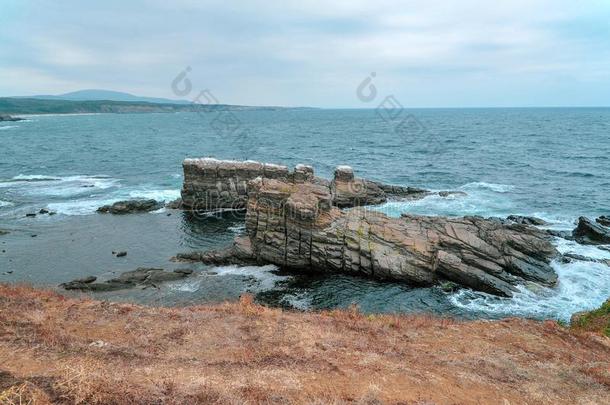 风景优美的看法关于沙海滩和蓝色海