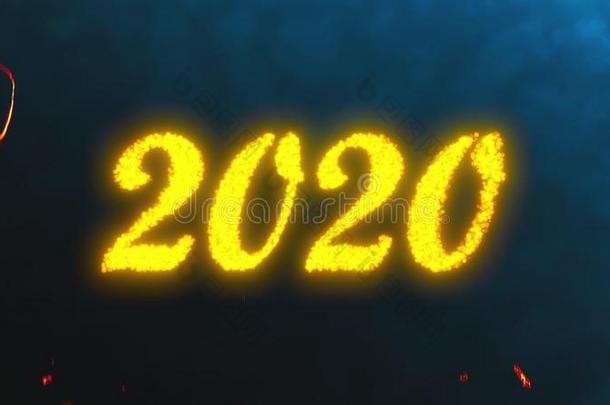3英语字母表中的第四个字母翻译背景幕布和发光的<strong>2020数字</strong>.计算机发电的