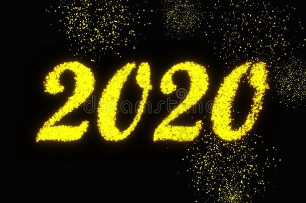 3英语字母表中的第四个字母翻译背景幕布和发光的2020数字.计算机发电的