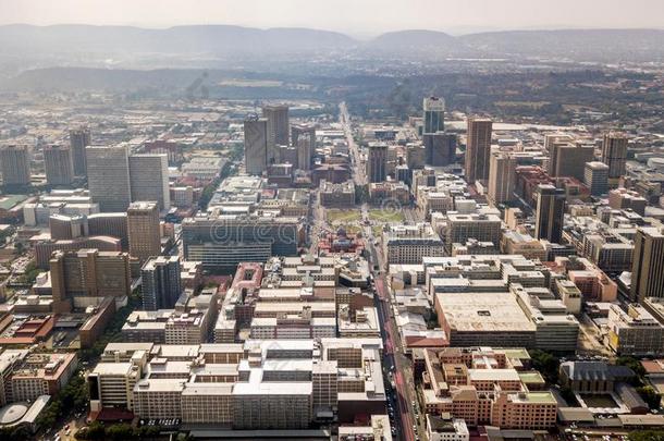 空气的看法关于比勒陀利亚在商业区,首都城市关于南方非洲