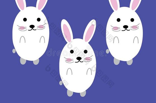 复活节兔子和鸡蛋,漂亮的兔子卡哇伊方式矢量illustrat