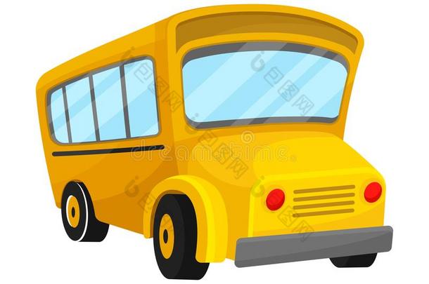 黄色的学校公共汽车关于角落预测和<strong>弧形</strong>的<strong>屋顶</strong>