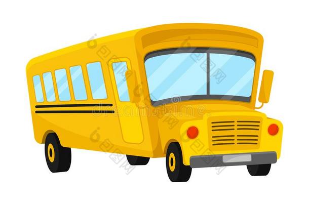 黄色的学校公共汽车关于角落预测和<strong>弧形</strong>的<strong>屋顶</strong>采用喜剧的